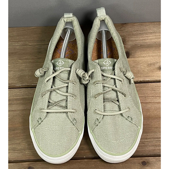Sperry Women's Crest Vibe Baja Sneakers Size 9 Light Green Canvas - Picture 4 of 15